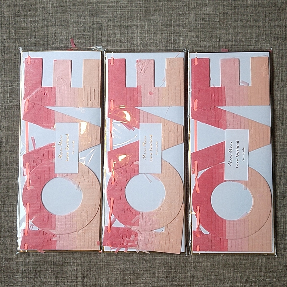 3 New Meri Meri Ombre LOVE Garlands Valentine Decor Wedding Anniversary